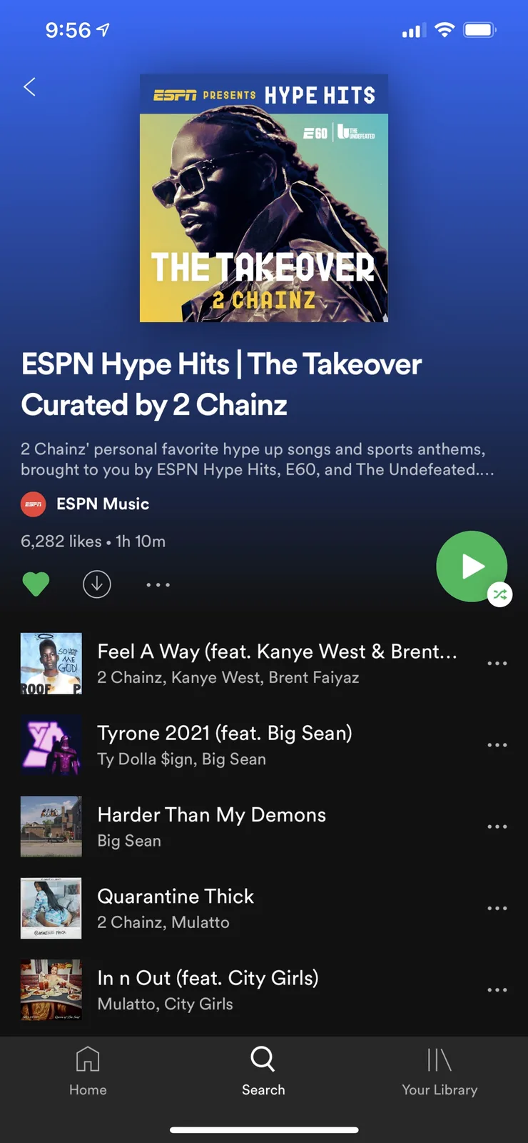 Spotify - 6,282 saves on 2 Chainz playlist
